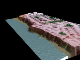 Visualization from airborne laser altimetry data of Esplanade Drive in Pacifica, California in 1998