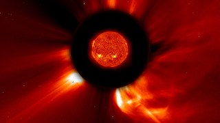 Three NASA observatories work together to help scientists track the journey of a massive coronal mass ejection, or CME, in July 2012. Credit: NASA/SDO/STEREO/ESA/SOHO/Wiessinger    Watch this video on the  NASA Goddard YouTube channel .      For complete transcript, click  here .