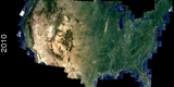Yearly mosaics of the coterminous United States and Alaska, from 2005 onwards, composited from Landsat data.