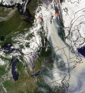 Haze over U.S. from Canadian fires.