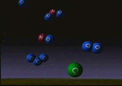 Animation illustrating how ozone is destroyed.