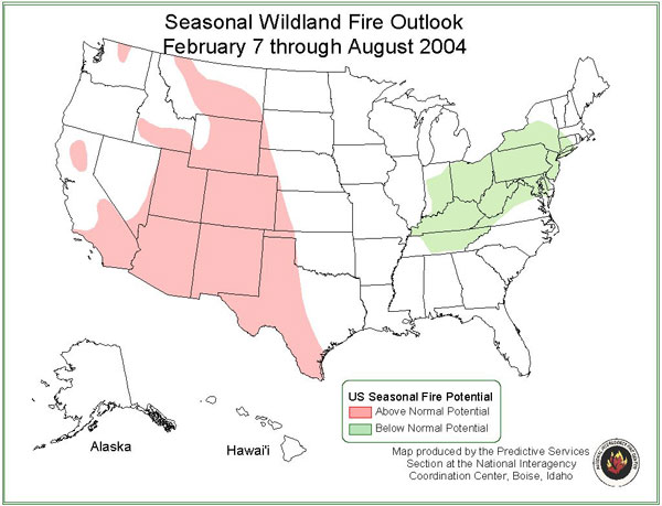 Seasonal Wildland Fire Outlook 2004