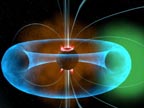 The oxygen ions are shot back toward Earth by the Earth's magnetic field