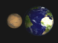 Earth and Mars side-by-side