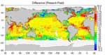 decadal changes in ocean chlorophyll - chart of differences