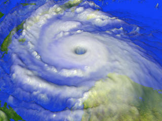 A three-dimensional view of the cloud structure of Hurricane Mitch