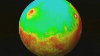 Link to Recent Story entitled: A Rotating False Color View of the Martian South Pole from MOLA