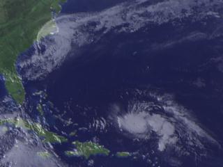 Hurricanes Bonnie and Danielle from GOES-8 on August 28, 1998