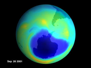 2001 Ozone Hole About the Same Size as Past Three Years