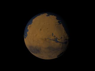 Mars with ocean - looking at Valles Marineris