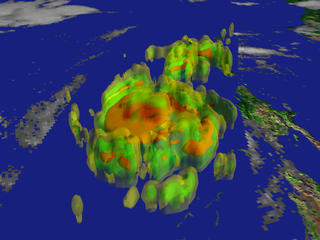 Viewing the precipitation data along the TRMM swath.