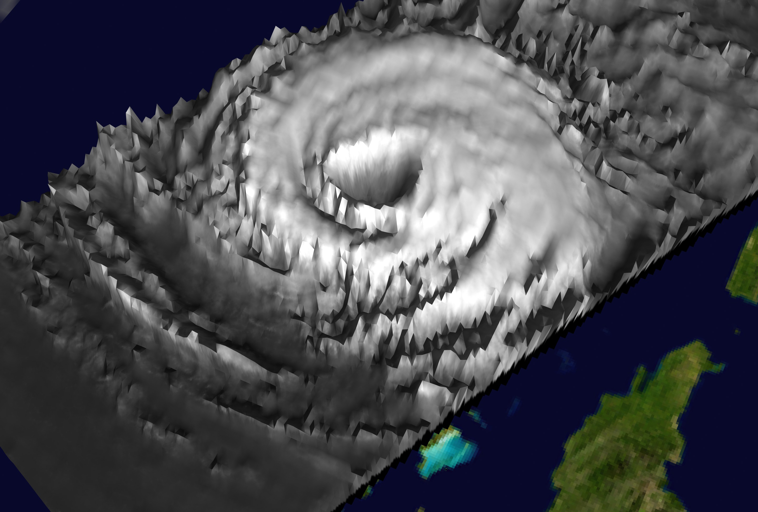 Hurricane Isabel -  September 15, 2003.  The diameter of the eye measures 40 nautical miles. 