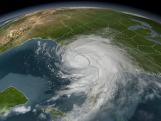 July 10, 2005 16:15 (UTC) In this image, with winds of 217 kilometers per hour (135 mph), Hurricane Dennis was a powerful Category 4 storm just hours away from making landfall.  The eye of the storm was about 90 kilometers (55 miles) south, southeast of Pensacola, Florida, and the storm was moving northwest at about 29 kilometers per hour (18 mph). 