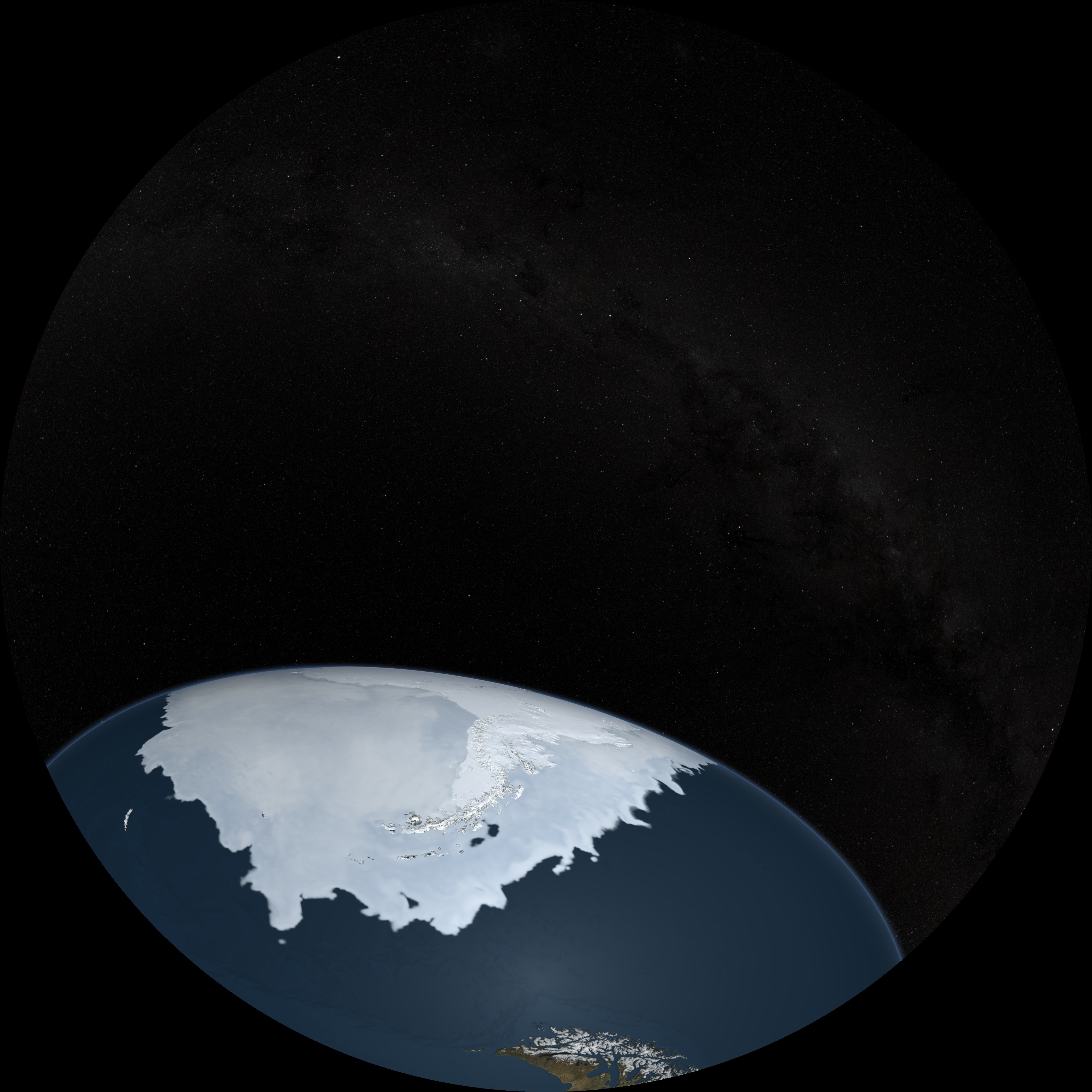 The composite animation showing the Earth with the sea ice over a star background with 8 bits per channel.