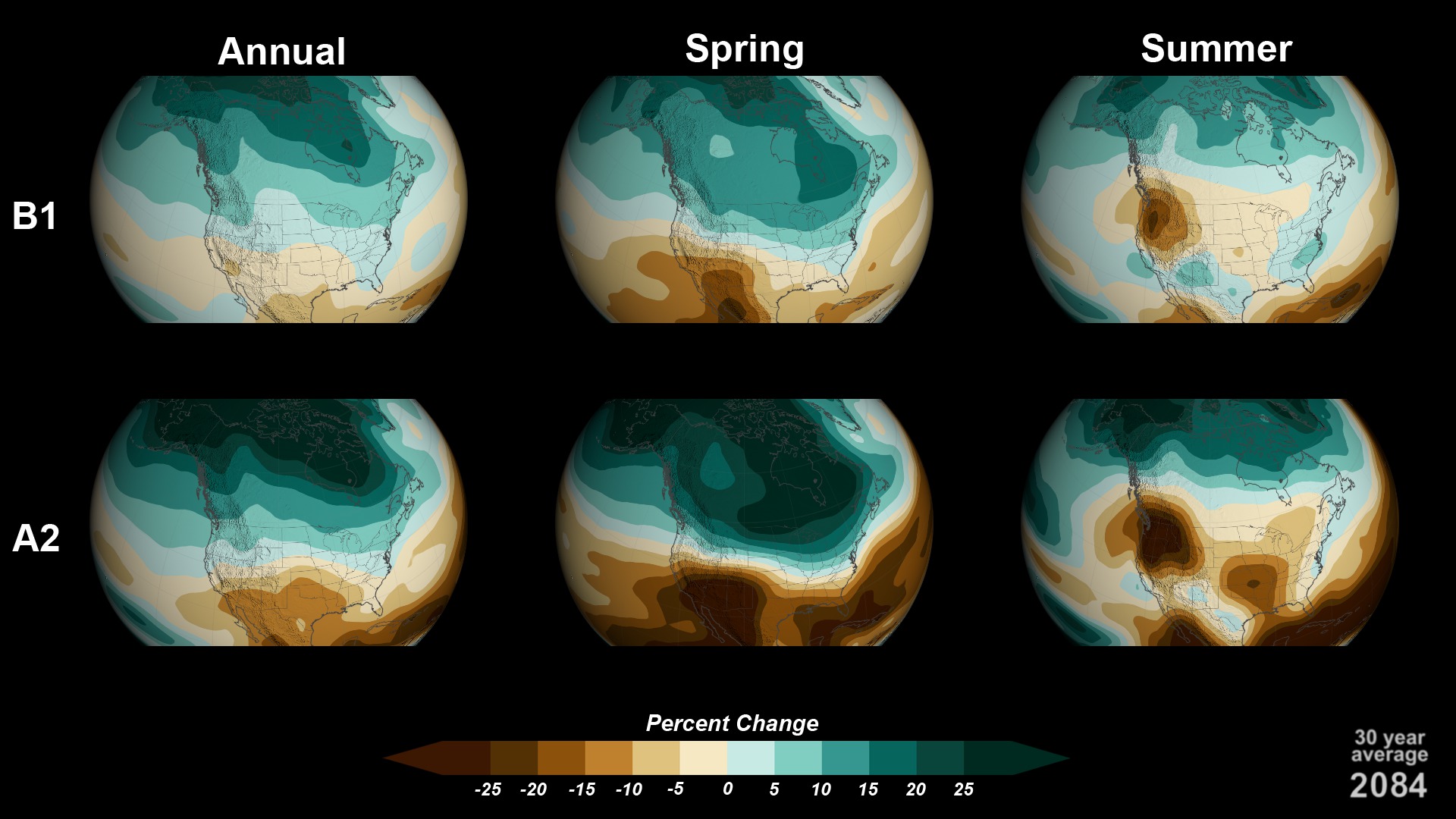 Mosaic of annual, spring, and summer precipition visualizations