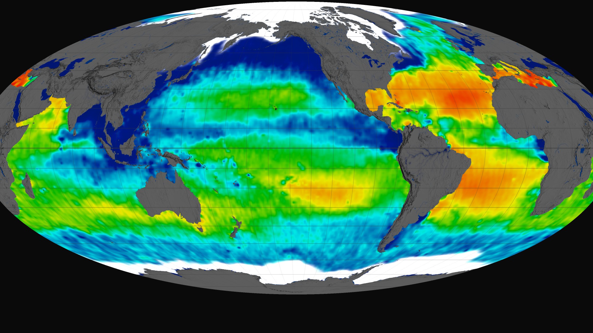 Extended Mollweide projection of Aquarius sea surface salinity