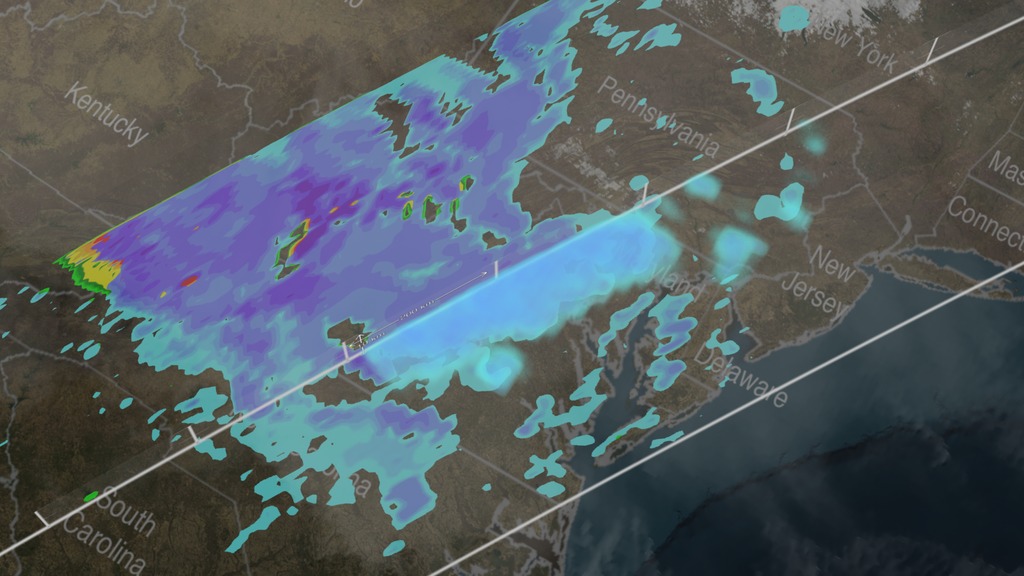 Animation showing a snow storm over the Baltimore/Washington area on Saturday, Feb. 21st, 2015 at 10:05 am. The heavy snow event left upwards of 9 inches of snow in some areas.