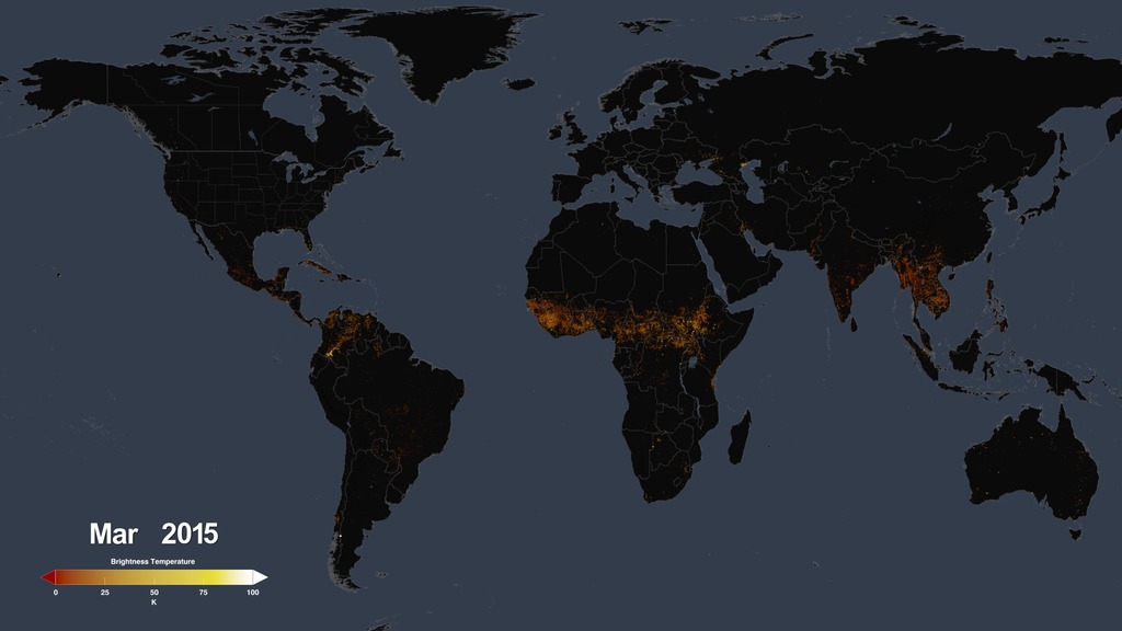 Global Fires 2015-2016, with Dates and Colorbar