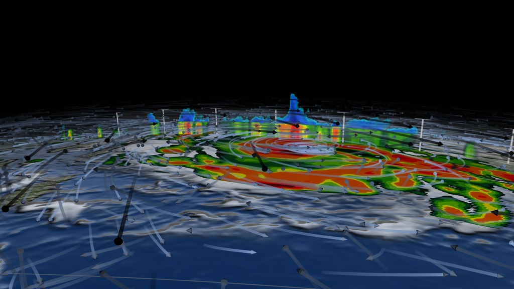 This data visualization tracks Hurricane Matthew as it intensifies to a Category 5 Hurricane and stops as Matthew turns into a Category 4 Hurricane on October 2, 2016. GPM's GPROF and DPR data swathes are then revealed to show the internal precipitation structure of this strong storm. After most of the DPR data is pulled away, a static 3D wind field is then shown to reveal the flow of air within the structure. DPR is then draped back over the wind fields to show the two datasets together. The winds are derived from GEOS-5.