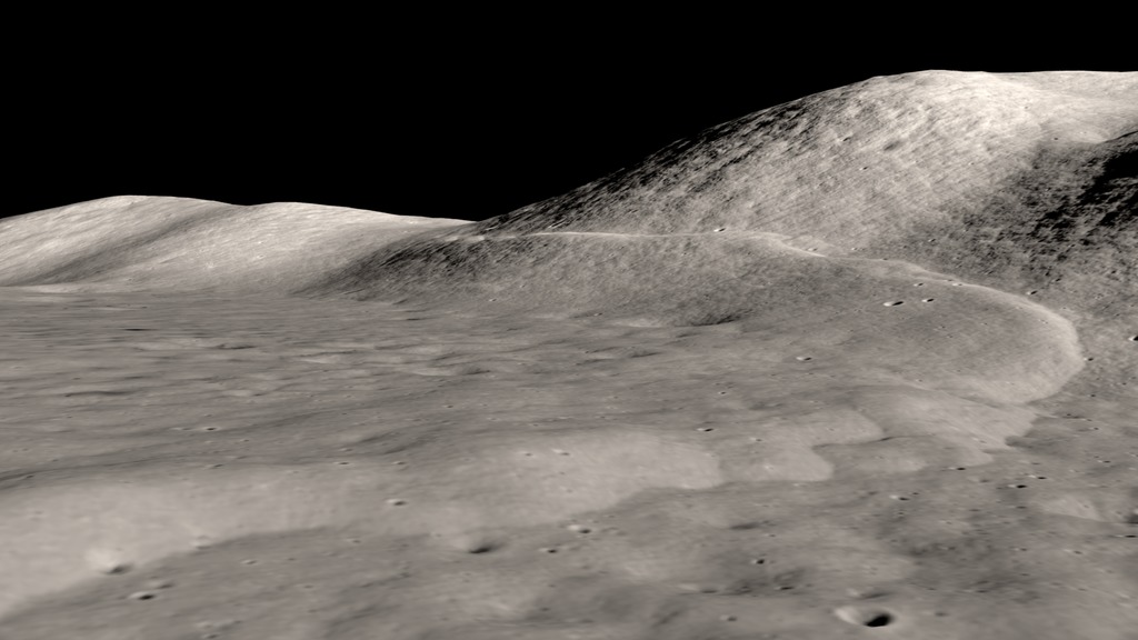 An animated view of Lee Lincoln scarp from above and from near ground level. This visualization is created from Lunar Reconnaissance Orbiter photographs and elevation mapping. The scarp is at the western end of the Taurus-Littrow valley, landing site of Apollo 17, and was explored by the astronauts on their second moonwalk.
