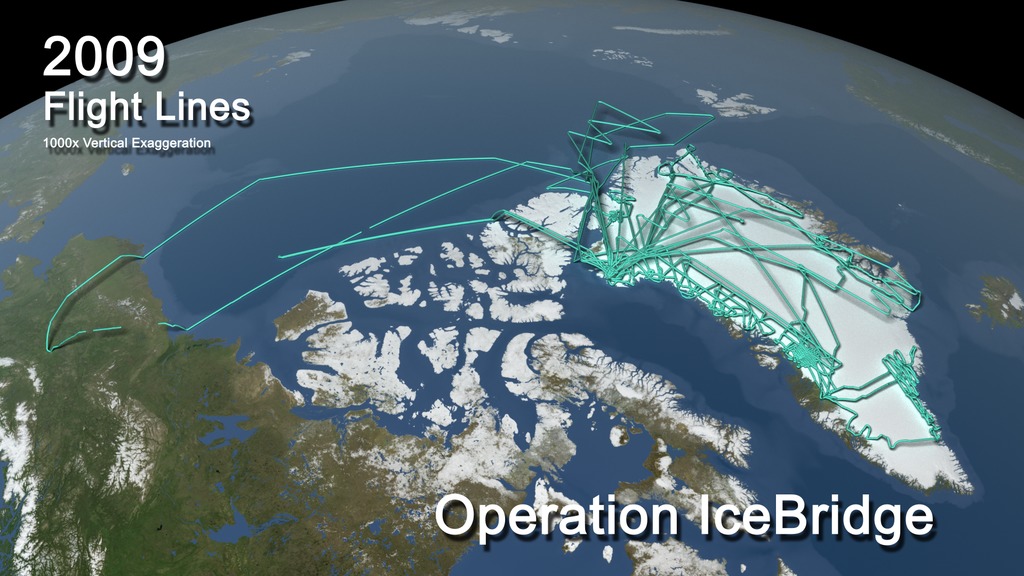 Operation Icebridge Flight Lines 2009-2019, Arctic