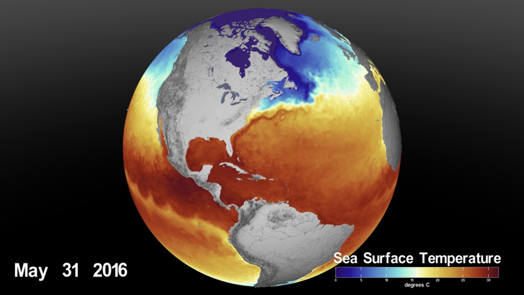 Preview Image for Earth Day 2020: Sea Surface Temperature (SST) from January 2016 through March 2020
