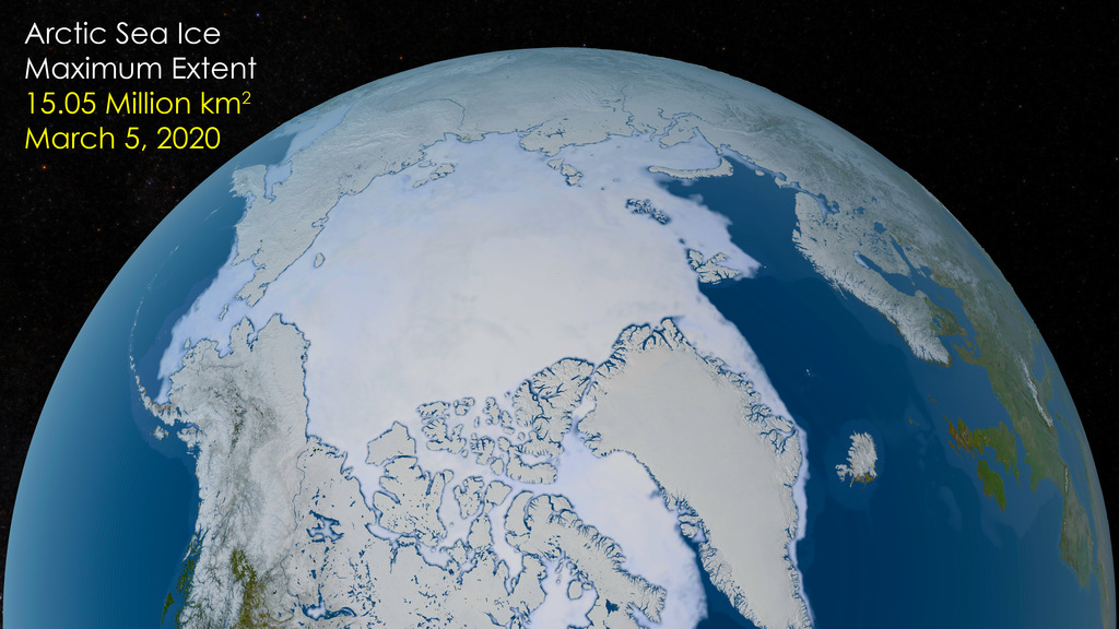 Arctic Sea Ice Maximum Extent 2020, With Labels