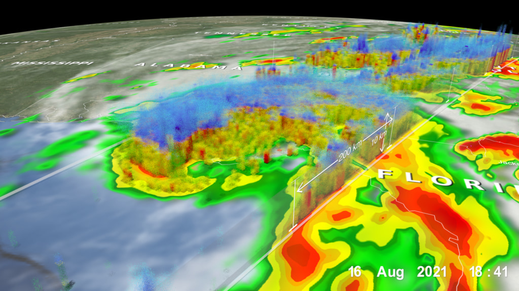 The Global Precipitation Measurement (GPM) Core Observatory satellite flew over Tropical Storm Fred at 18:41Z on August 16, 2021 as it made landfall over the Florida pan handle. GPM observed the storm’s rainfall with its two unique science instruments: the GPM Microwave Imager (GMI) and Dual-frequency Precipitation Radar (DPR).