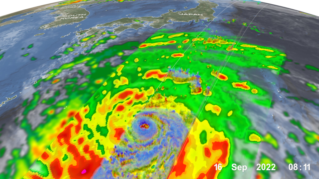 Typhoon Nanmadol as it approaches Japan on September 16, 2022.