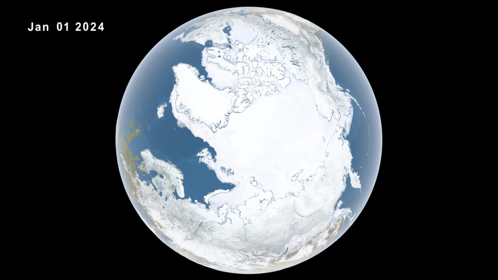 2024 Arctic daily sea ice with date