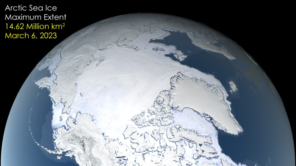 Arctic sea ice maximum, March 6, 2023