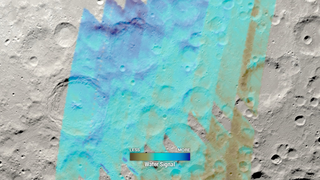 Preview Image for SOFIA Map of Water Near the Moon's South Pole