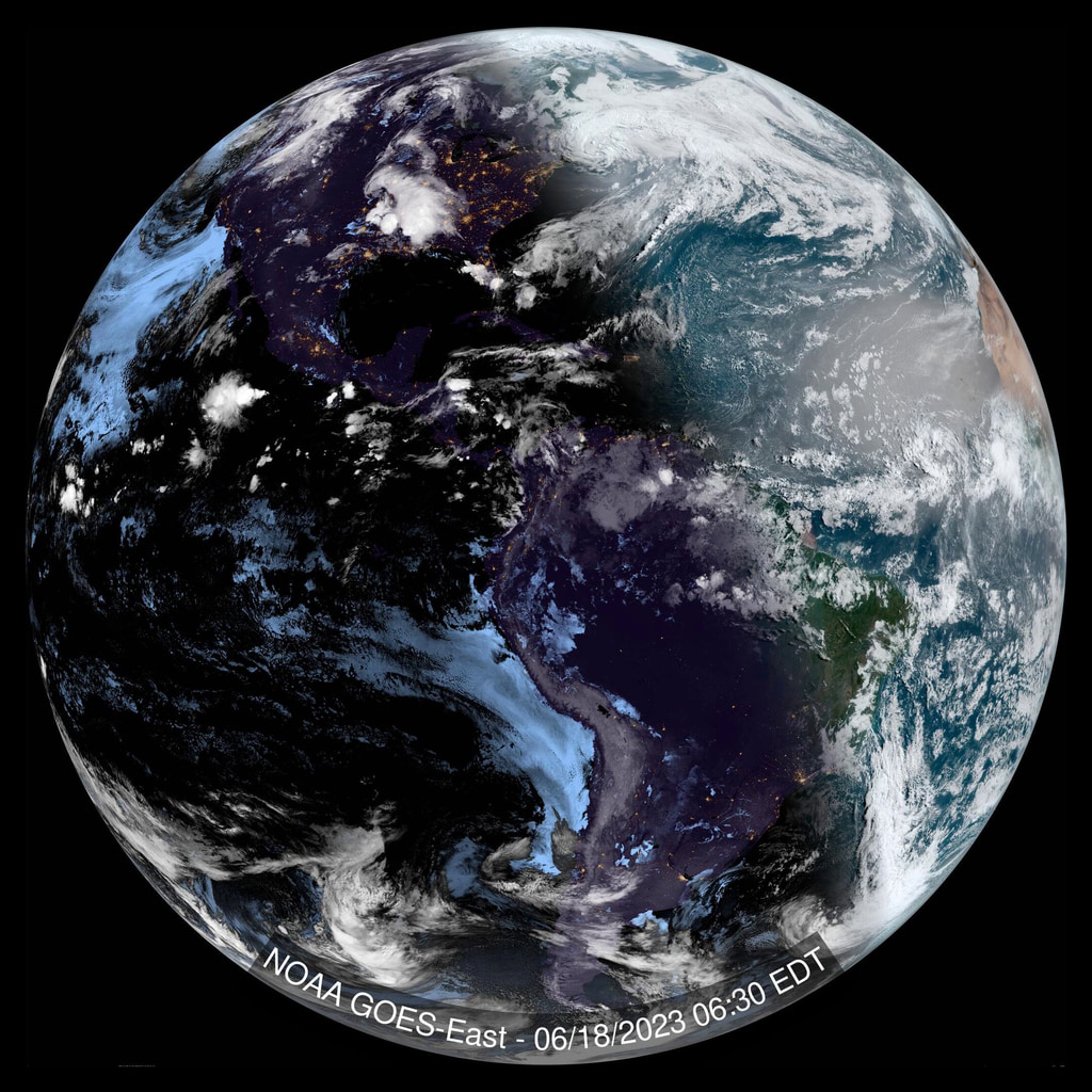 A true color view of the Earth from GOES-16 (GOES-East) over the past 5 days.