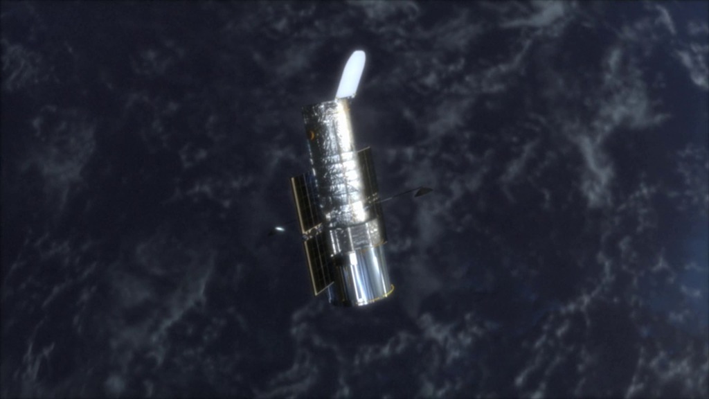 The Hubble Space Telescope in orbit in its post-servicing mission 3B configuration. 