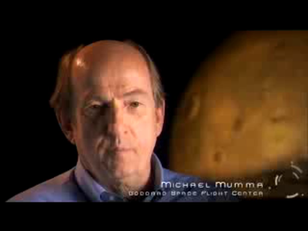 Mike Mumma and his team of researchers at Goddard Space Flight Center have made the first definitive observations of methane in the atmosphere of Mars. The evidence of methane plumes only during certain seasons and the chemical processes that could lead to its possible sources both raise intriguing questions for future study.For complete transcript, click here.