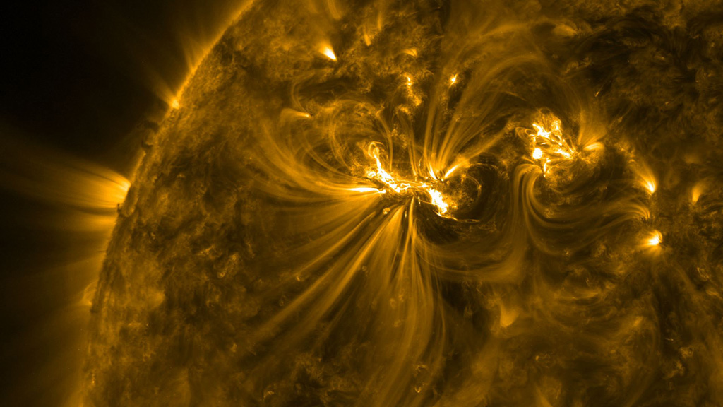 A large solar flare gives rise to humongous waves on the sun.