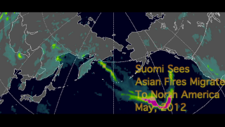 In this short video, research scientist Colin Seftor talks about images from the OMPS instrument on the Suomi NPP satellite. Suomi (NPP) launched in the fall of 2011. These images show smoke from Asia that migrates to North America. Seftor explains the importance of aerosols to the studies of climate as well as how critical it is to collect long term data records.   For complete transcript, click  here .