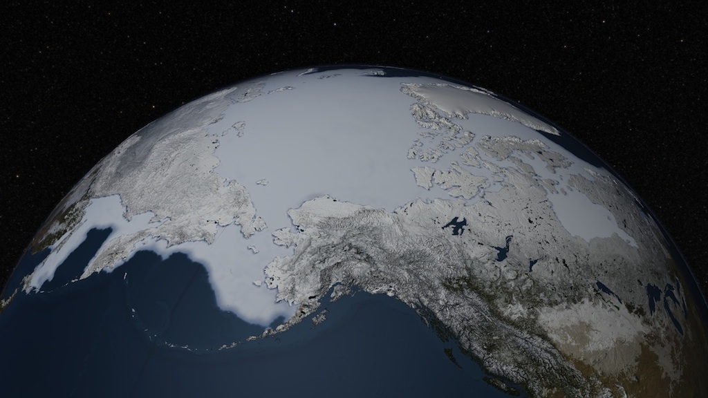 The peak winter extent of Arctic sea ice doesn't cover as much ocean as it once did.