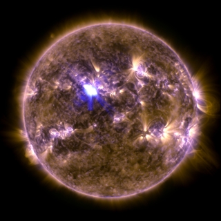 NASA's Solar Dynamics Observatory captured this image of an M6.5 class flare at 3:16 EDT on April 11, 2013.  This image shows a combination of light in wavelengths of 131 and 171 angstroms.Credit: NASA/GSFC/SDO