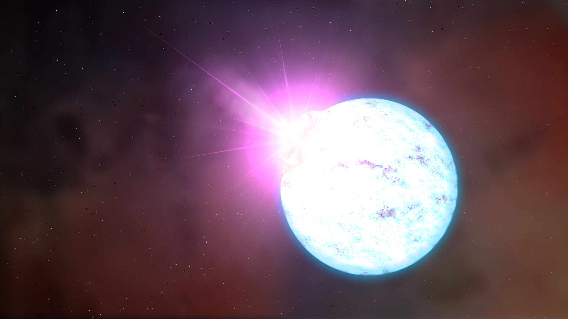 An artist's rendering of an outburst on an ultra-magnetic neutron star, also called a magnetar.Credit: NASA's Goddard Space Flight Center