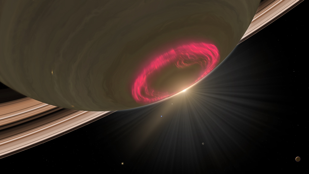 Saturn’s auroras put on a dazzling display of light.
