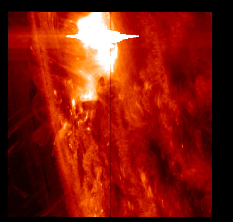 Still image from Jan. 28, 2014 flare as seen NASA's newly-launched Interface Region Imaging Spectrograph, or IRIS.Credit: NASA/IRIS/SDO/Goddard Space Flight Center