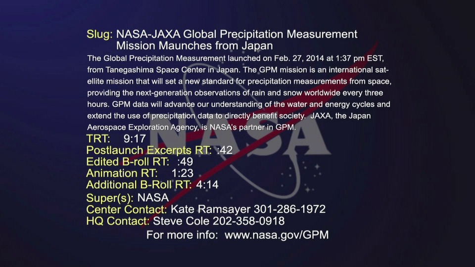 Video File of the GPM Launch