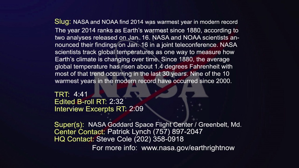 2014 Global Temperature Announcement