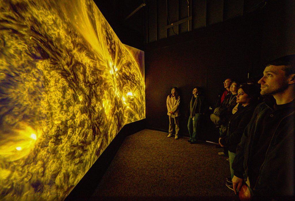 A crowd looks at Solarium in February 2015 at the Goddard Visitor Center in Greenbelt, MD.Photo Credit: NASA's Goddard Space Flight Center