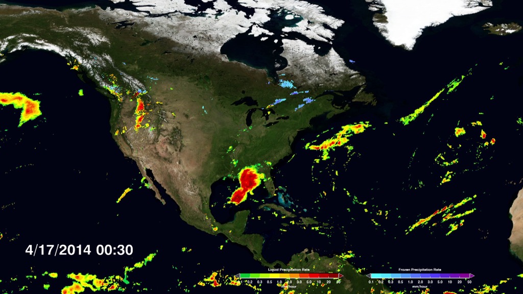 LEAD: For the first time weather forecasters can track practically every rain storm, blizzard and hurricane around the world every 30 minutes.1. The new NASA satellite mission, called GPM, now allows data from a dozen satellites to be assimilated.2. The data yields an unprecedented high-resolution view of storms around our world, even over the wide-open oceans where we have very few weather data stations.3. The GPM Core Observatory is the first satellite designed to measure falling snow, shown here during the Nor’easter in January, 2015.TAG: This new data will help improve weather and climate forecasts.