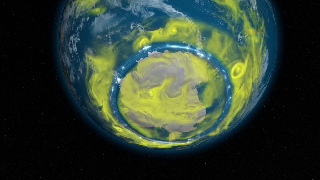 LEAD: NASA scientists report that the ozone hole over Antarctica is slowly recovering.1. The ozone hole is the result of man-made chlorine and bromine chemicals reacting with thin ice clouds at 60,000 feet where temperatures are bitterly cold, less than –110 Degrees Fahrenheit.2. The ozone hole varies from twice to three times the size of the United States.3. Since the Montreal Protocol agreement in 1987, emissions have been regulated and ozone-depleting chemical levels have been slowly declining.4. With a new analysis, NASA scientists say that the ozone hole will be consistently smaller than less than twice the United States.TAG: Scientists will continue to use satellites to monitor the recovery of the ozone hole and they hope to see its full recovery before the end of the century.