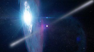 Coming attraction: Astronomers are expecting high-energy explosions when pulsar J2032 swings around its massive companion star in early 2018. The pulsar will plunge through a disk of gas and dust surrounding the star, triggering cosmic fireworks. Scientists are planning a global campaign to watch the event across the spectrum, from radio waves to gamma rays.   Credit: NASA's Goddard Space Flight Center      Watch this video on the  NASA Goddard YouTube channel .     For complete transcript, click  here .
