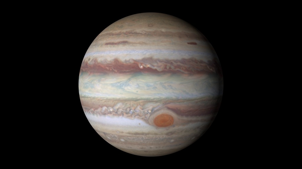 Spinning globe of Jupiter, made from first new Hubble map