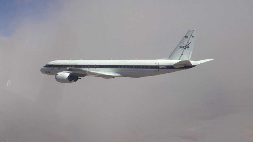 Footage of the DC-8 in flight.Credit: NASA Armstrong Research Flight Center/Lori Losey